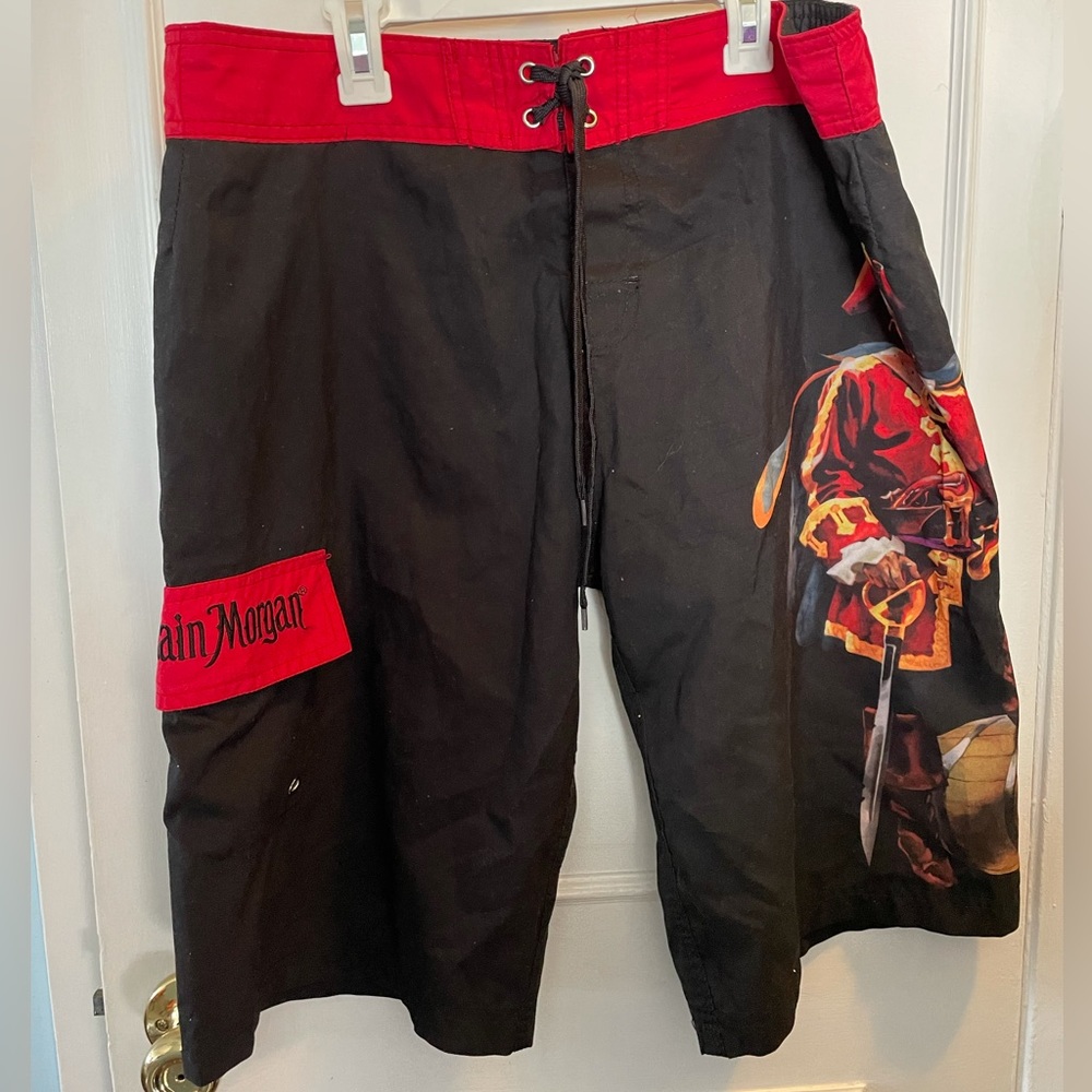 Captain morgan swim trunks mens size small vacation pool beach swimsuit small